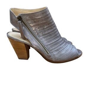 Paul Green Cayanne Brushed Silver Metallic Peep-toe heels, Women's 5.5, EUC
